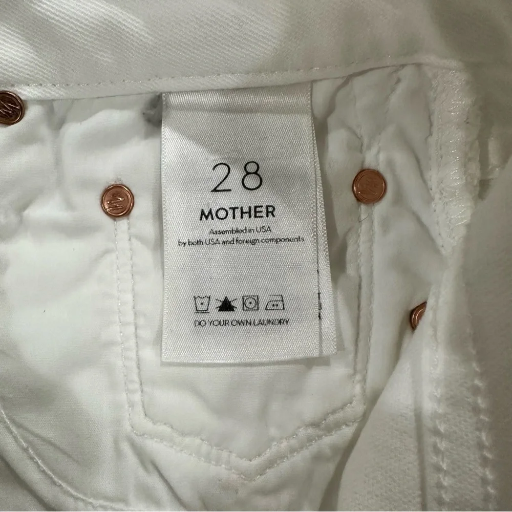 Mother The Looker Ankle Fray Crop Jean in Glass Slipper White Size 28